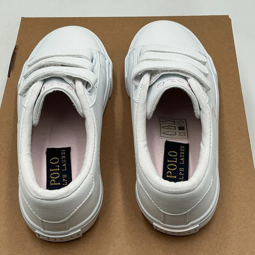 Polo Ralph Lauren Easten II Sneakers Kids US 11.5 White Walking Shoes Eby3195